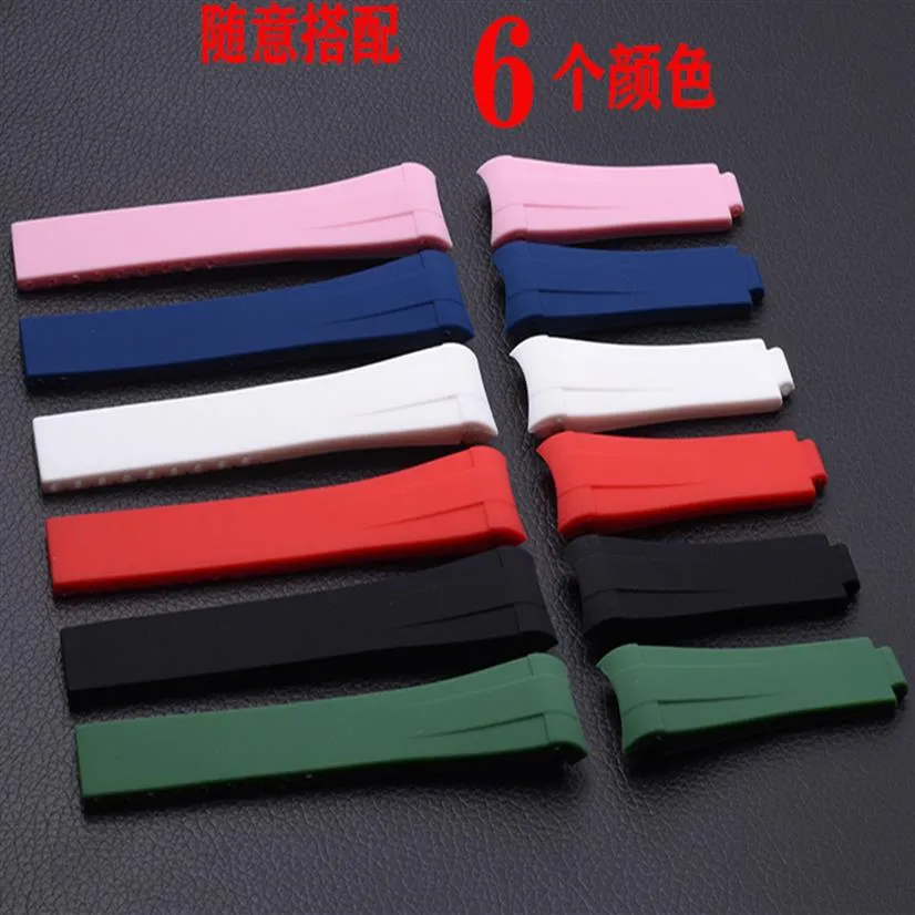 Quality Green Black 20mm silicone Rubber Watchband watch band For Role strap GMT OYSTERFLEX Bracelet247t