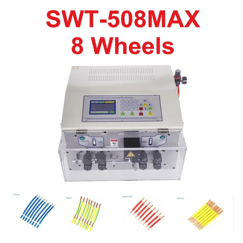 8-колесная машина для зачистки проводов 800 Вт SWT508MAX1 для зачистки кабеля для компьютерных проводов сечением 0,3-25 мм2 с выпрямителем и лезвием Hot