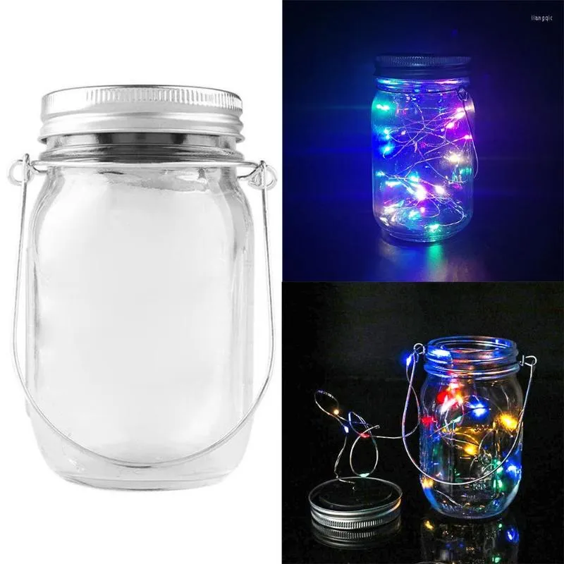 Saiten Solar Mason Jar Deckel Lichter 1m 2m LED Fairy Copper Drahtflasche Hängelampen für Hochzeit Terrasse Gartenparty Dekor Outdoor Gartenparty Dekor