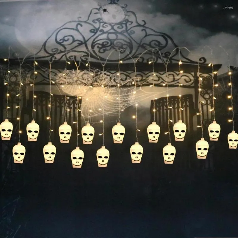 Strings 216LEDS 96LEDS Halloween Pumpkin Ghost Skull Curtain Light String 8Modes Fairy Icicle For Xmas Holiday Party Decor