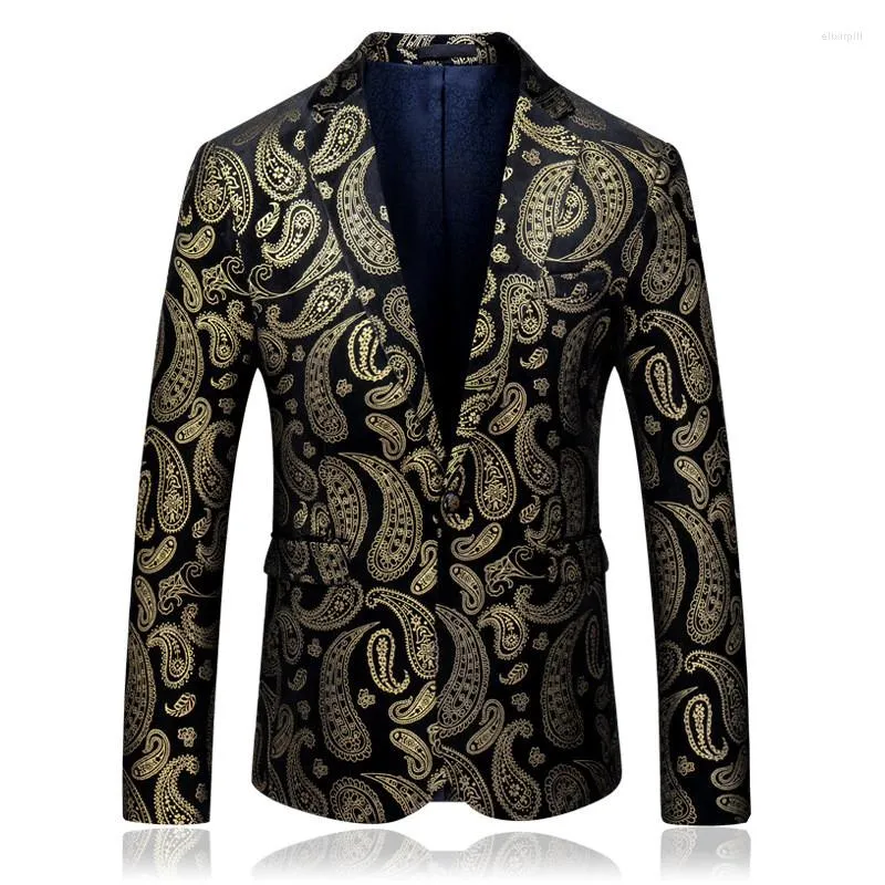 Abiti da uomo Modello di anacardi da uomo Abito da sposa casual a fiori Cappotto singolo Fashion Urban Breasted