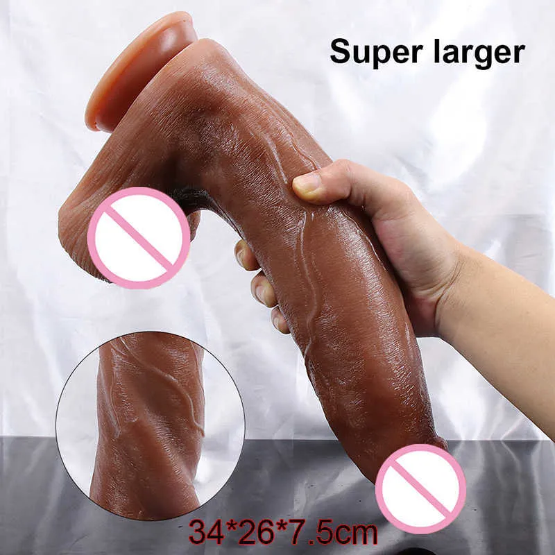 Beauty Items Neuer größter realistischer Dildo aus weichem Silikon, dicker, riesiger Penis, Strapon, Saugnapf, Anal, sexy Spielzeug für Vagina, erotische Frauen, Masturbator