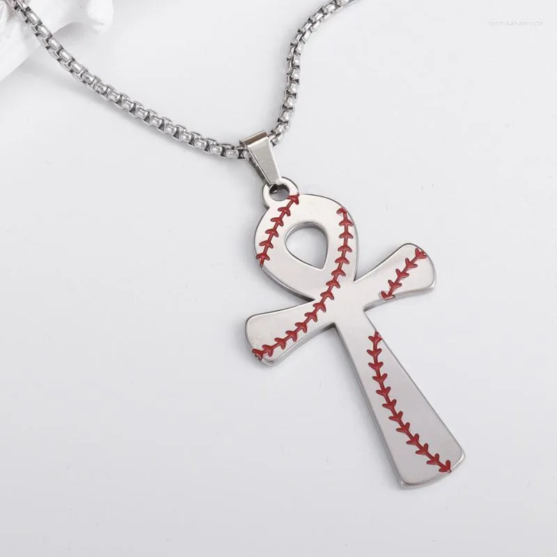 Collane con ciondolo Collana con croce modello baseball semplice e raffinato Gioielli da strada in acciaio inossidabile da uomo Accessori amuleti casual