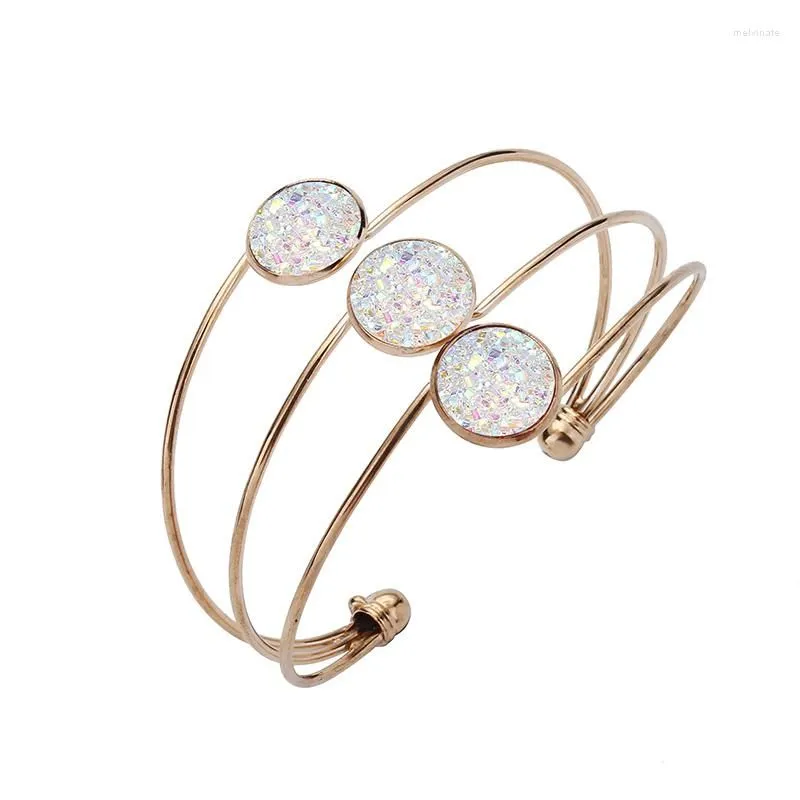 Bangle Fashion Opening Three Layers Bracelets For Women Druzy Charm Bangles Druse Jewelry