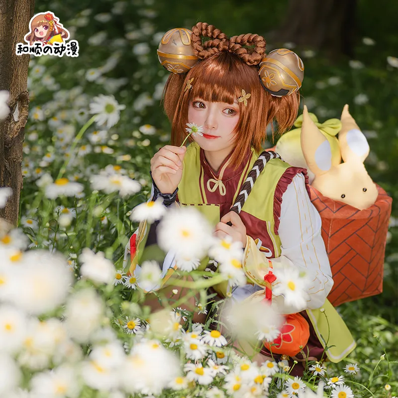 لعبة إزالة الضغط لعبة Genshin تأثير yaoyao cosplay زي لوليتا ياو ياو أنيمي هالوين