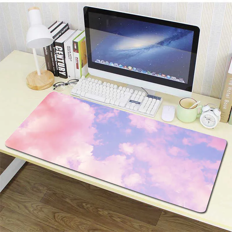 Alta de alta qualidade nuvens rosa Sky Office REDER Gamer mouse mouse bloco de teclados grandes Mat Kawaii Desk