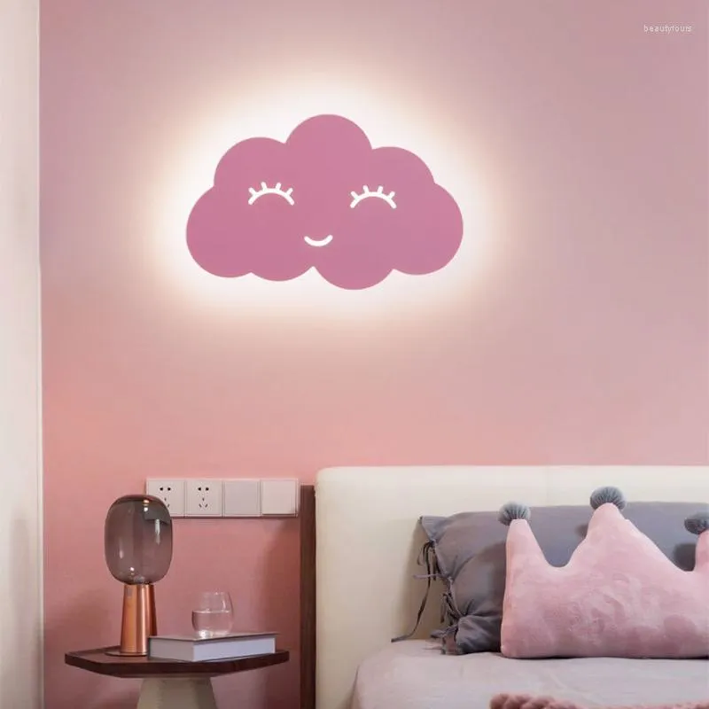 Lampada da parete Homhi Cloud Sorriso creativo Camera dei bambini Camera da letto Soggiorno Cartoni animati Lampada da lettura sul comodino Decorazioni per la casa HWL-045