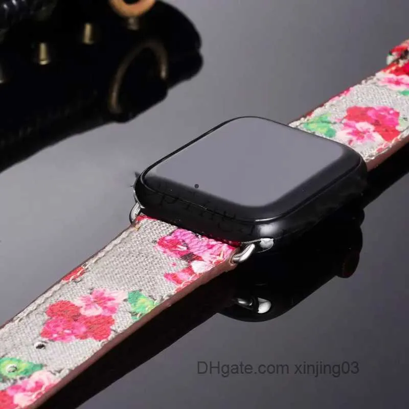 Pasek do inteligentnego zegarka Apple Watch G Kolorowy wzór LeatherStrap do AppleWatch Band Series 6 5 4 3 2 40mm 44mm 38mm 42mm Bransoletka iWatch Belt xinjing03