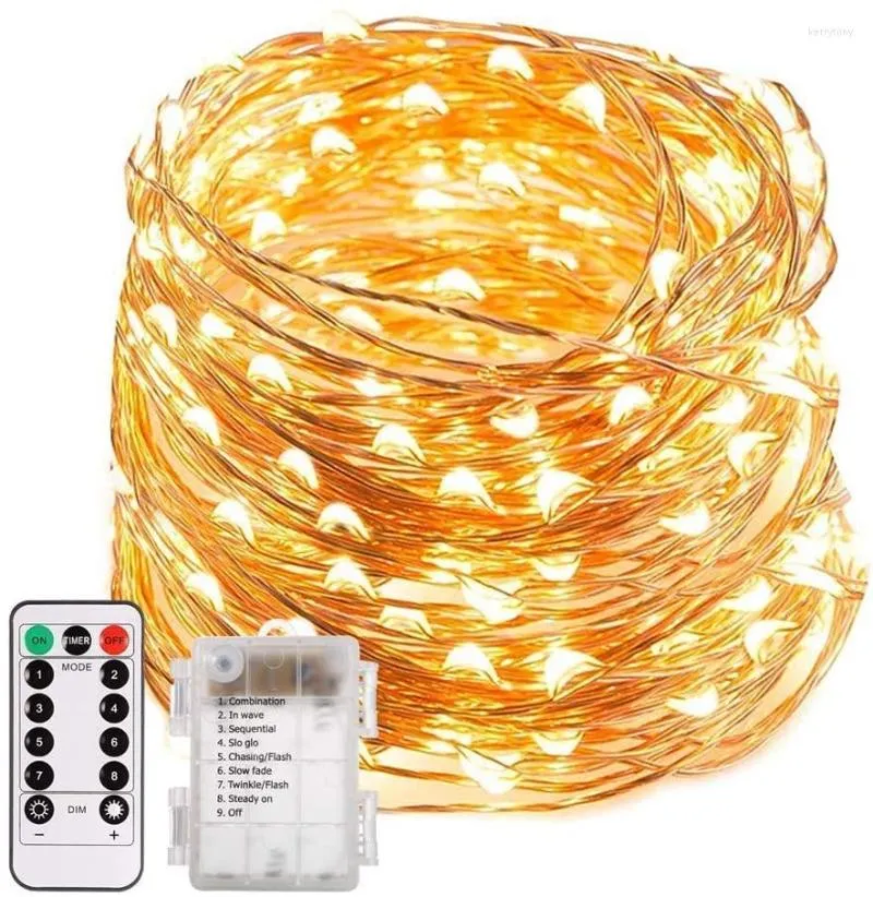 Strings 8 Modes Timer Waterproof Battery Operated Cooper Wire Twinkle Fairy String Lights Lamp For Garden Party Indoor And Outdoor Decor