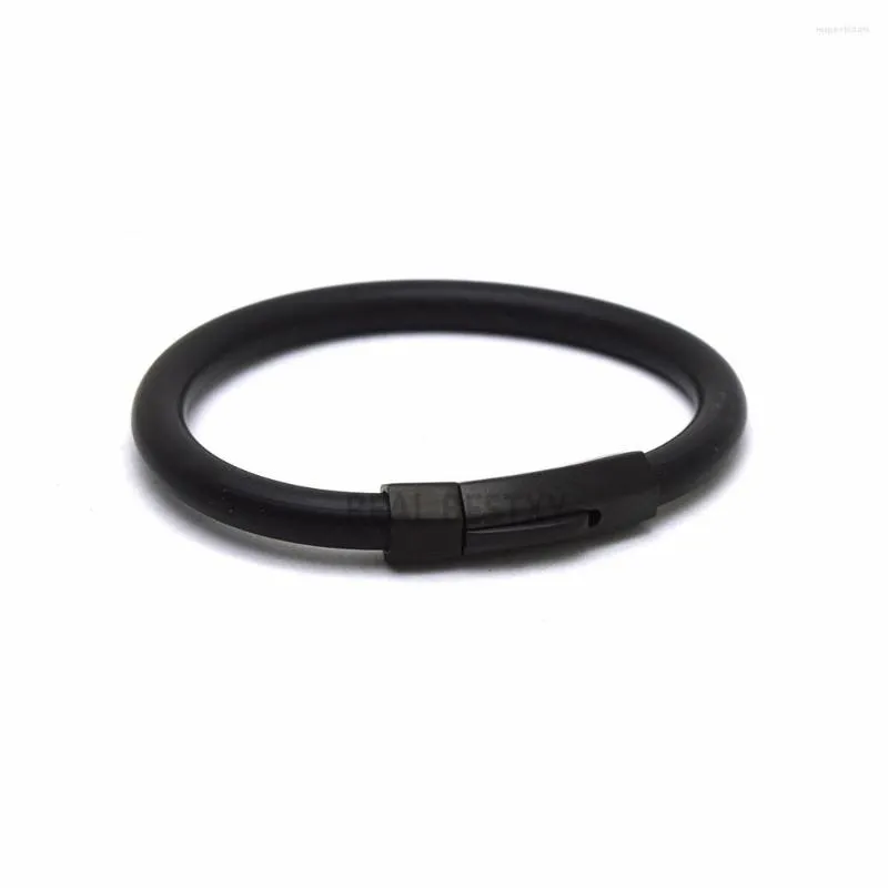 Charm Bracelets 5pcs/lot Mens Womens Stainless Steel Clasp Wristband Bracelet Black Silicone Rubber ID Bangle Personlized Name