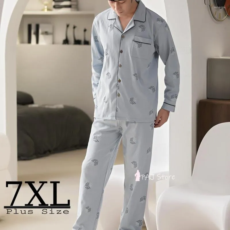 Men's Sleepwear Large 5XL Spring Summer Pajamas Sets Men High Qualtiy Lounge Wear Pyjamas Pijama 7XL Male Nightwear Home Clothes