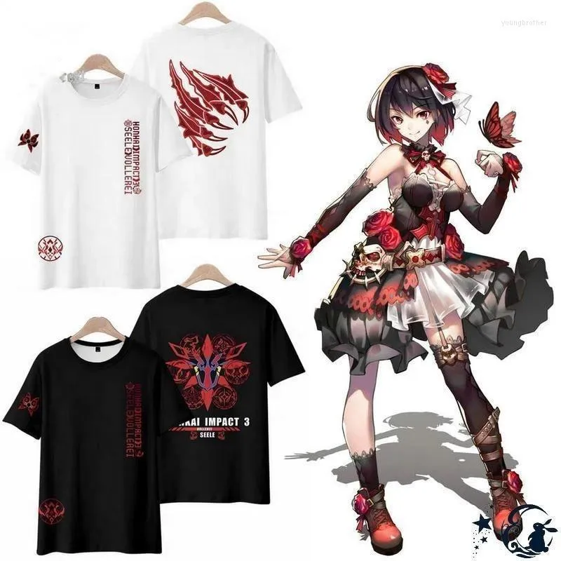 T-shirt da uomo Honkai Impact 3 Seele Vollerei T-shirt con stampa 3D Moda estiva Girocollo Manica corta Gioco Streetwear Harajuku