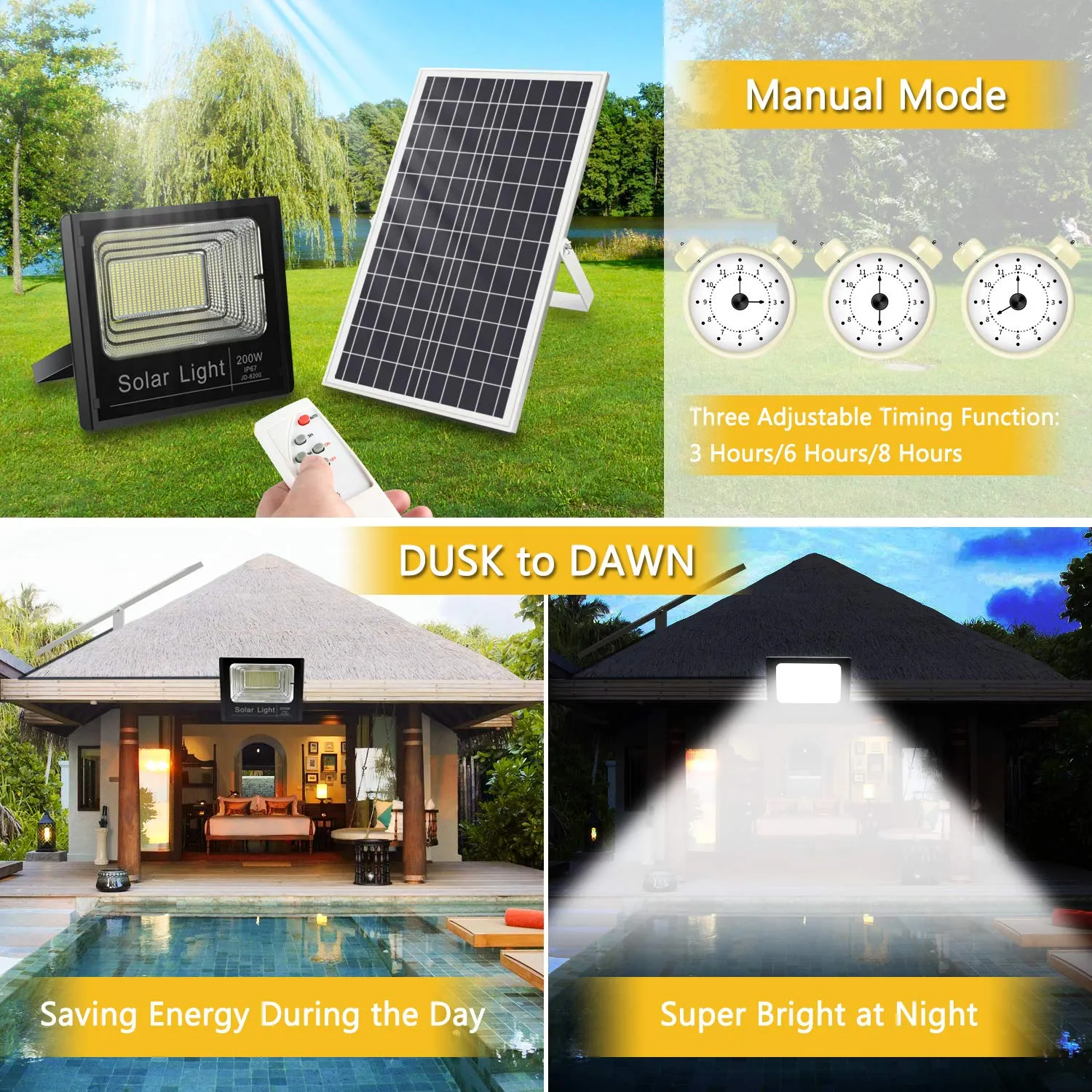 Luzes de enchente solar Lâmpada LED à prova d'água Painel de iluminação solar Foco Spotflows holofotes do jardim de parede Power Light Outdoor