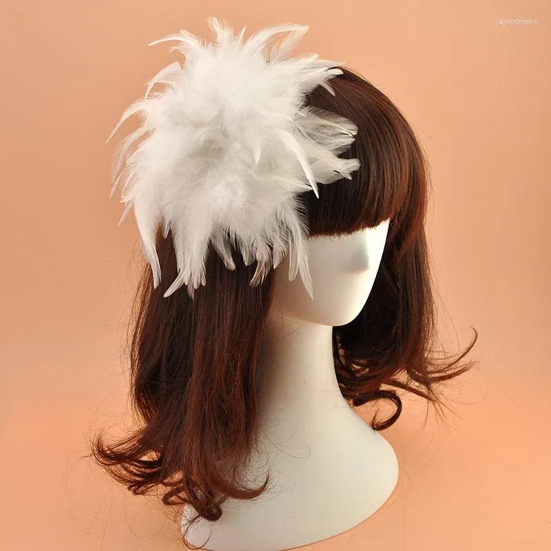 Coiffes plume coiffure fleur épingle à cheveux broche robe de mariée accessoires corée japon noir blanc