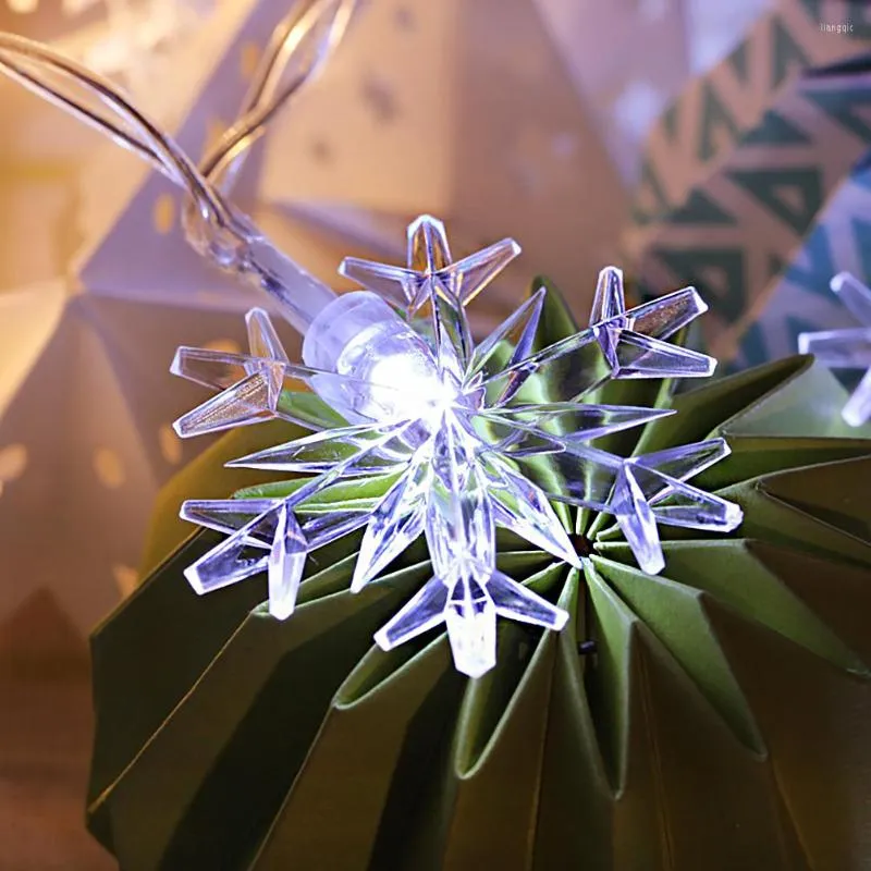 Str￤ngar LED Light Snowflake Decoration String Fairy Lights Lysande tillbeh￶r Batteri DIY Utomhus Creative