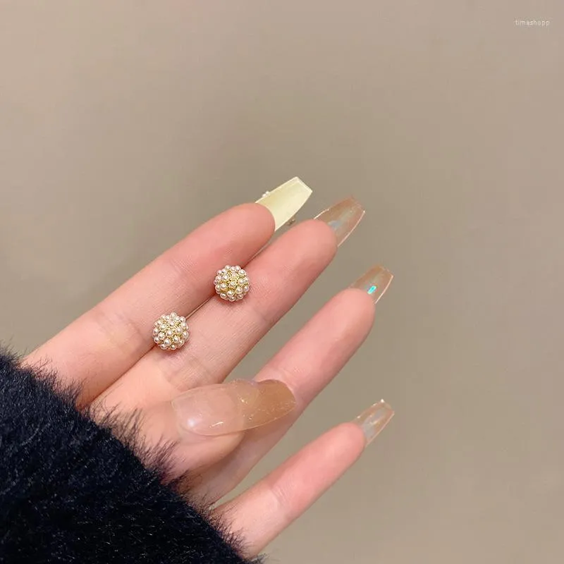 Hoop Ohrringe Korea Mode Runde Perle Stud Für Frauen Gold Farbe Süße Accessoires Schmuck Ohrstecker Mädchen Geschenk