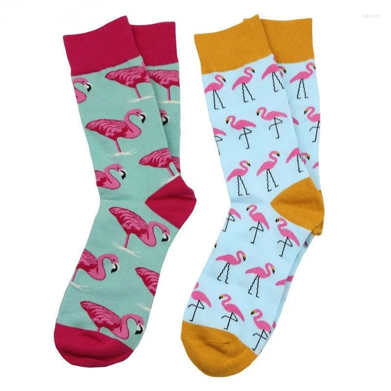 Herrensocken Weiche Baumwolle Flamingo Middle Crew Chaussette Homme Sokken