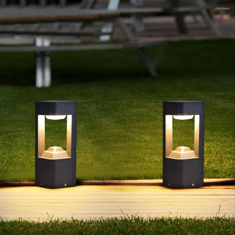 Étanche LED Jardin Pelouse Lampe Moderne En Aluminium Voie Pilier Lumière Cour Extérieure Villa Bollards