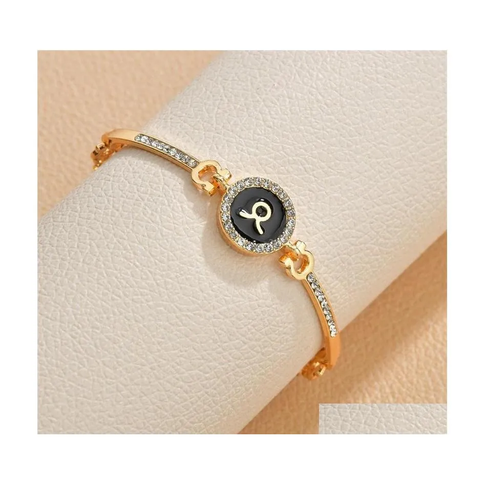 Bracelets de charme Bijoux de naissance Constellations 12 Signes du zodiaque Femmes Hommes Cadeau d'anniversaire Zircon cubique Bracelet Chaîne 3612 Q2 Drop Deliver Dhefx