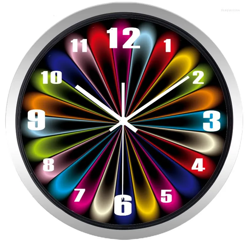 Orologi da parete Creative Abstract Fake Neon Light Design Orologio Vetro Metallo Coloful Per Soggiorno Ufficio