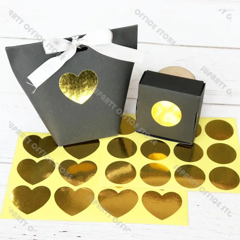 Confezione regalo 48 pezzi adesivi oro adesivi cuore busta rotonda etichetta sigillante per sacchetti di carta decorazioni per biglietti d'invito per feste di matrimonio