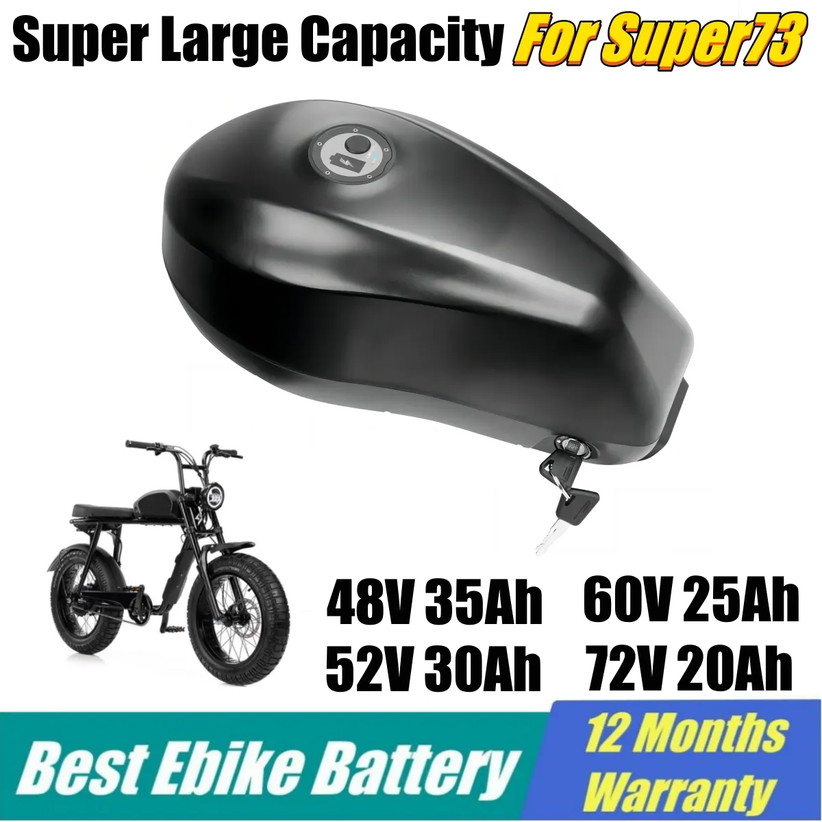 48V 52V 60V 72V Batería Ebike 20AH 25AH 30AH 35AH 21700 Bicicleta de iones de litio Akku Super73 S2 RX R Reemplazo de la batería