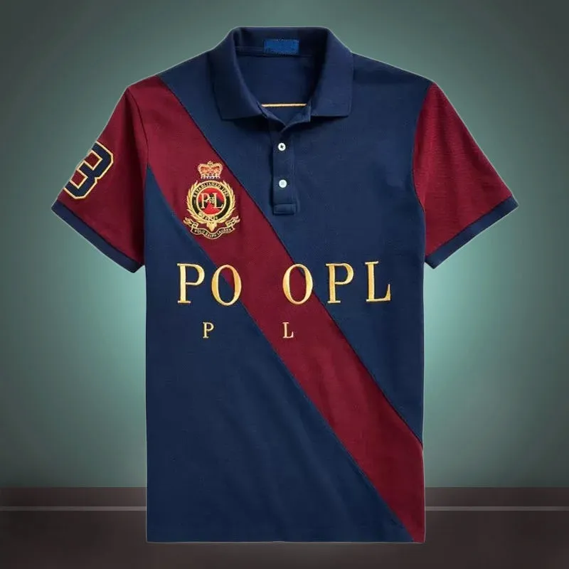 2022S Lapel polo koszulka bawełniana T-shirt T-shirt męski British Casual Color Contrast Plus Size Sports Crossover Nowy S-5xl