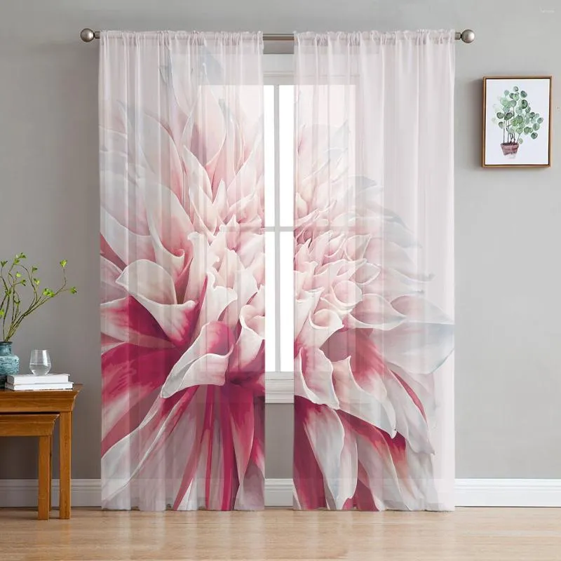 Gardin rosa blommor f￶nster behandling tyll modern ren gardiner f￶r k￶k vardagsrum sovrumsdekorationen