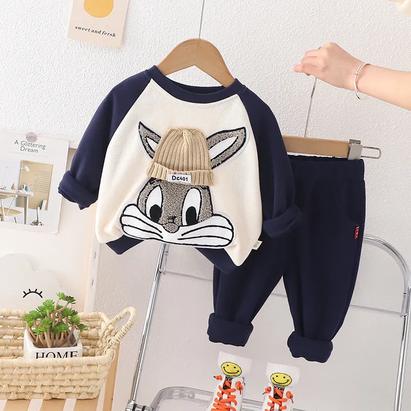 Kinderkleidungssets für Babys, Mädchen, Jungen, Oberteile, Hosen, 2-teilig, Herbst, Kleinkind-Säuglingskleidung, Outfits für Kinder, lässige Sportbekleidung, Bunny