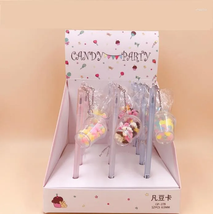 Stylos à Gel avec pendentif tasse de bonbons, Kawaii, pour écrire, mignon, stylo à encre noire de 0.5mm, papeterie cadeau, fournitures scolaires et de bureau, pièces/lot