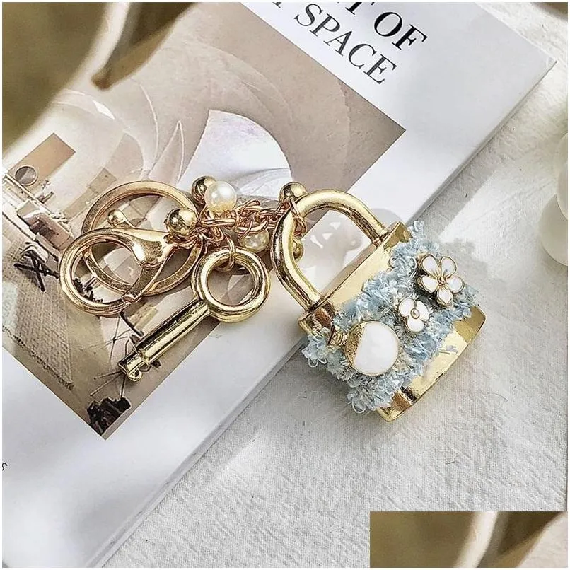 Key Rings 2021 New Arrive Lock With Shape Pendant Metal Keychain For Women Party Gift Bestfriend Jewelry 87C3 Drop Delivery Dhm6G