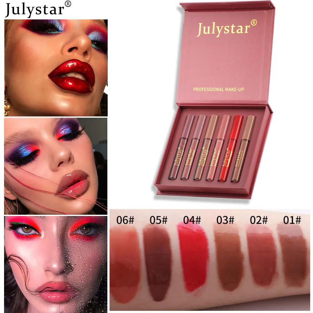 6/pcs Lip Oil Shuiguang Mirror Lips Gloss Female Moisturizing Glaze Mirrored Toot Gloss Nude