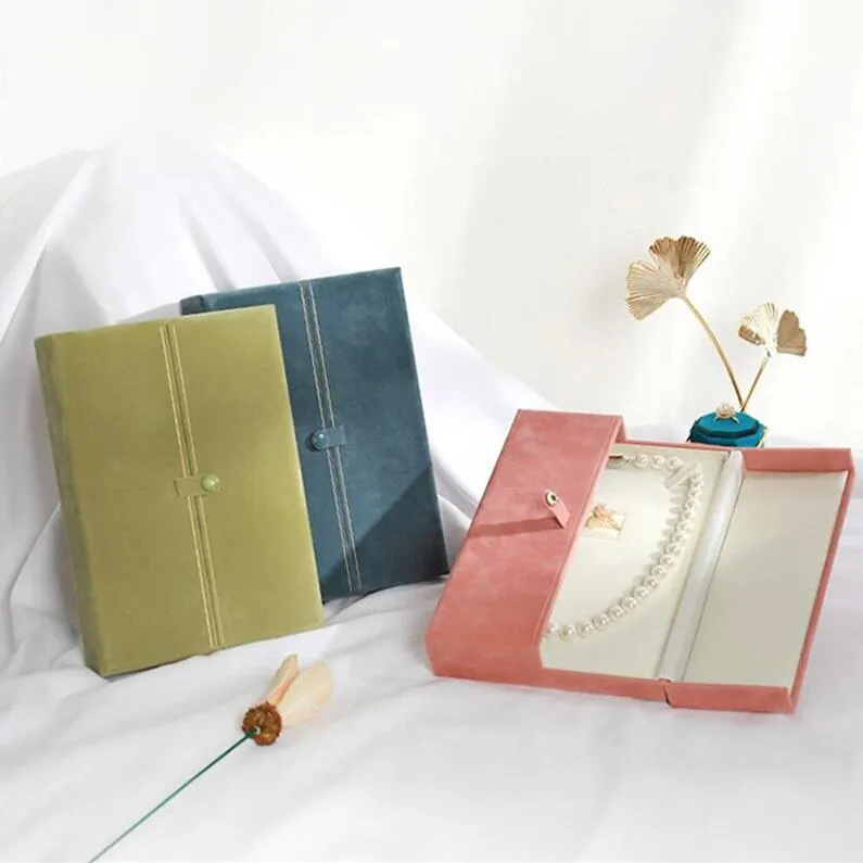 Velvet Big Colar Colar Box Cutas de pérolas Caixas de jóias Vintage Caso de embalagens de jóias abertas vintage Organizador de exibição