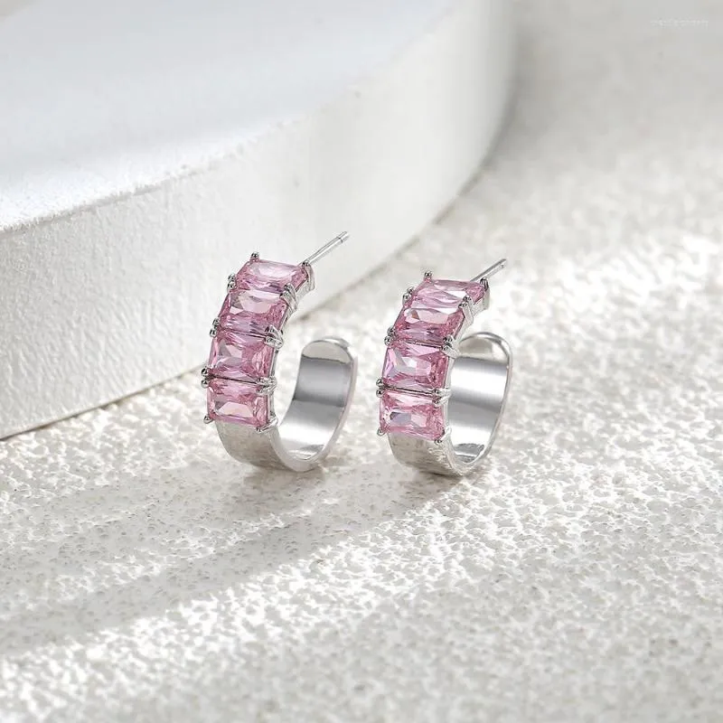 Boucles d'oreilles coréennes classiques classiques délicat du zircon rose pour femmes vintage mignon romance metal feme fête cadeau