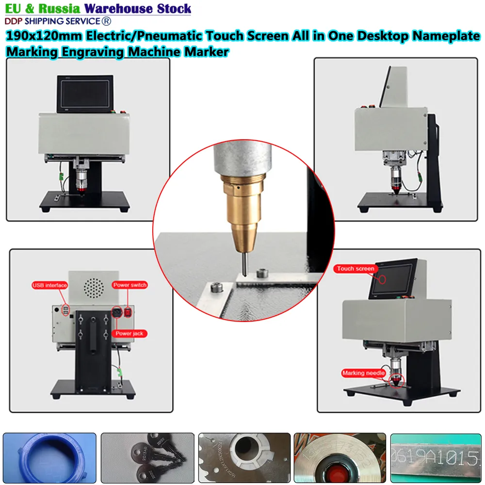 Desktop Marking Machine 19x12CM Electric Touch Screen All in One Nameplate Table Engraving Device Pneumatic Marker for Cylinder