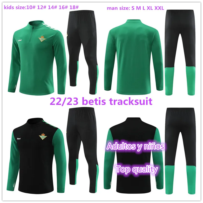 2022 2023 Real Betis Soccer Adulte et enfants Survêtement JOAQUIN B.Iglesias camiseta Juanmi CANALES Fekir 22 23 Costume d'entraînement de football homme enfant ensemble