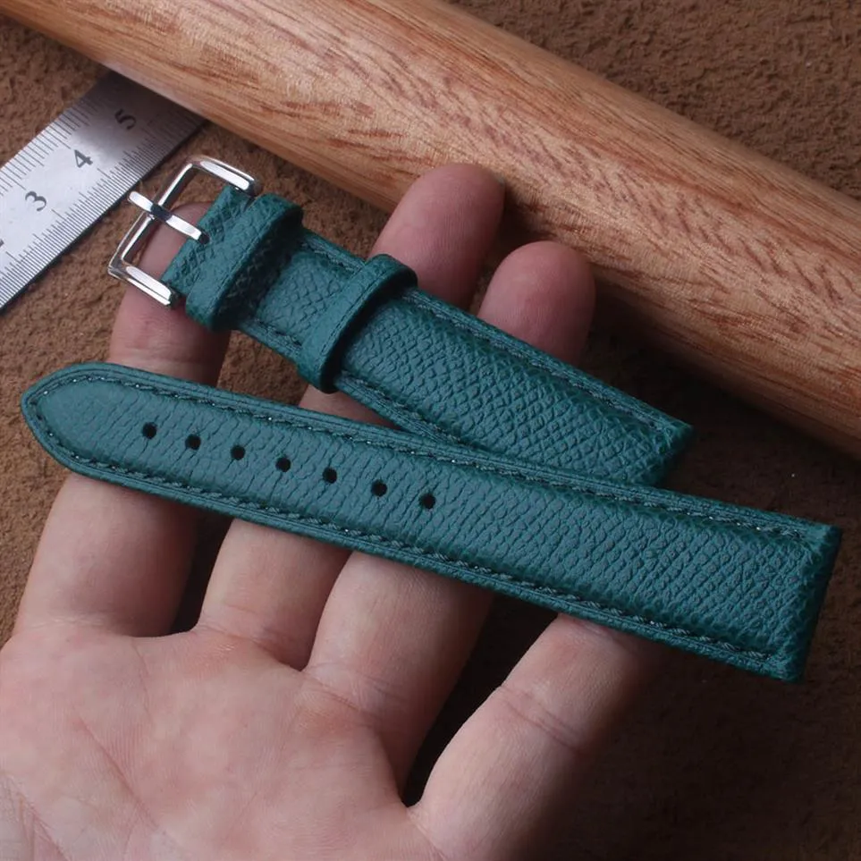 Grüne Echsenmuster Echtes Leder Uhren Bandbandband Watchband Silber Verschluss Schnalle Watchband 14mm 16mm 18 mm 20mm New288v
