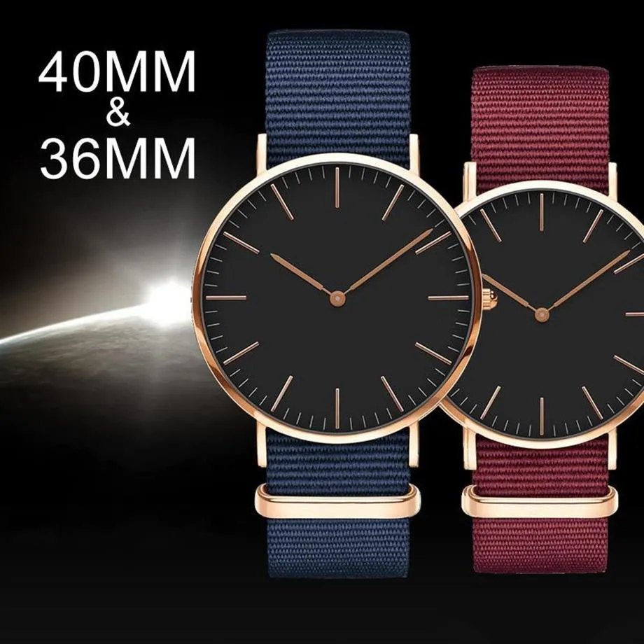 2022 Yeni Erkek Kadınlar İzle DW Quartz Moda Günlük Saatler Daniels Naylon Strap Clock328m