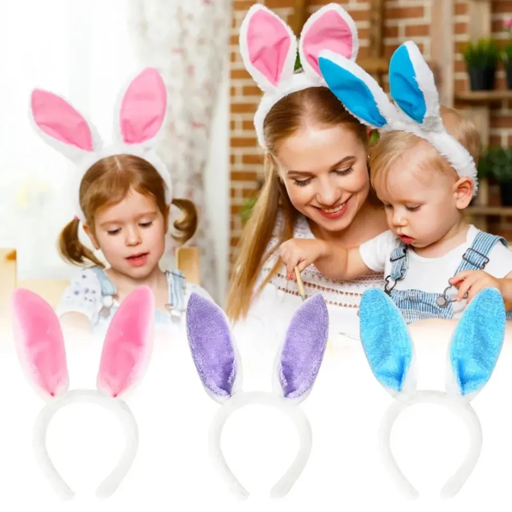 Fête de pâques bandeaux festifs adultes enfants mignon lapin oreille bandeau accessoire en peluche robe Costume oreilles de lapin bandeau en gros