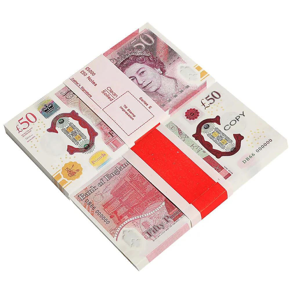 Prop Money Printed Money Toys UK Pound GBP BRITISH 50記念コピーエウロ紙