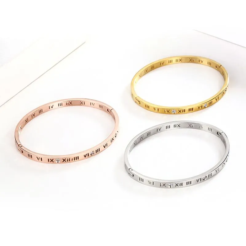 Bracelets de bracelets pour le bracelet de mode de mode amant bracelet en or rose or 316l Num￩ros romains