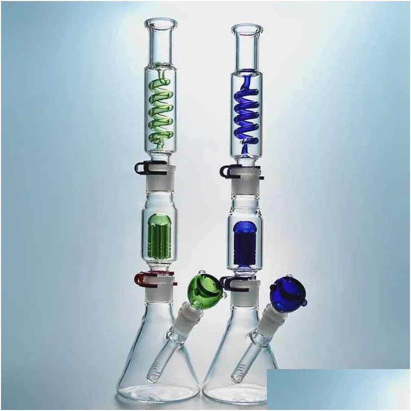 Rökande rör Glass Bongs Oil Rig Hookahs With 6 Arms Tree Perc Dab Rigs Zable Diffused Downstem Bygg en bongkondensorspolbägare Dh6bi