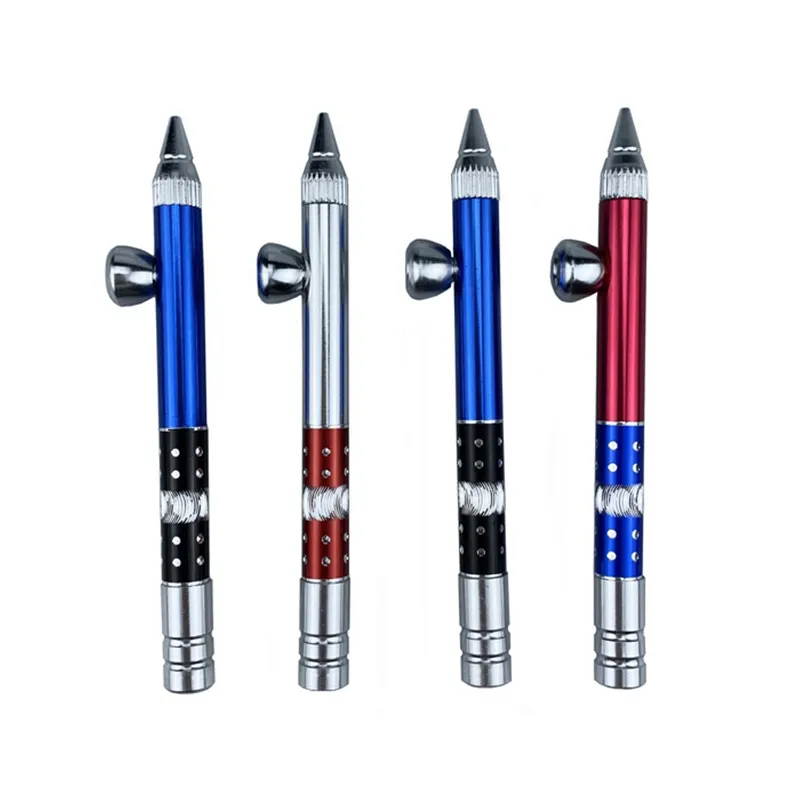 Colorful Metal Alloy Portable Removable Pipes Ball Pen Style Dry Herb Tobacco Filter Bowl Easy Clean Handpipes Cigarette Smoking Hand Holder Tube DHL