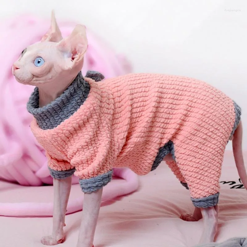 猫の衣装毛のない服冬の温かい柔らかい猫コットンパーカージャンパースフィンクスプルオーバー子猫セーター用品