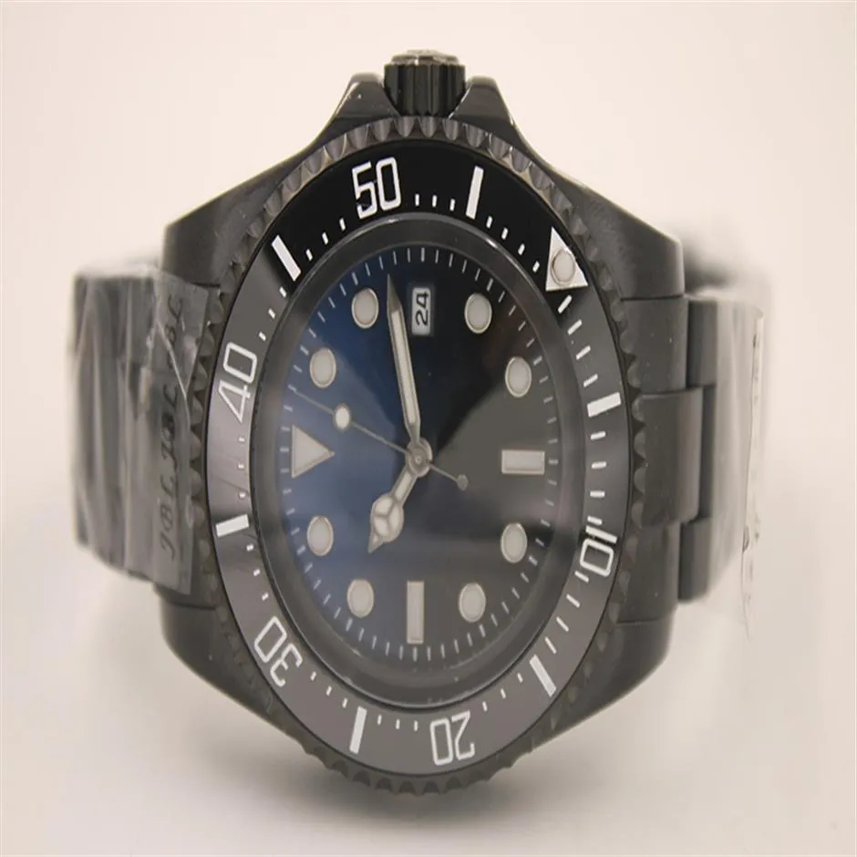 All Black Men Bekijk zeeweller keramische bezel 43 mm roestvrij staal 116660BKSO automatische D- cameron duikershanden horloges wri333a