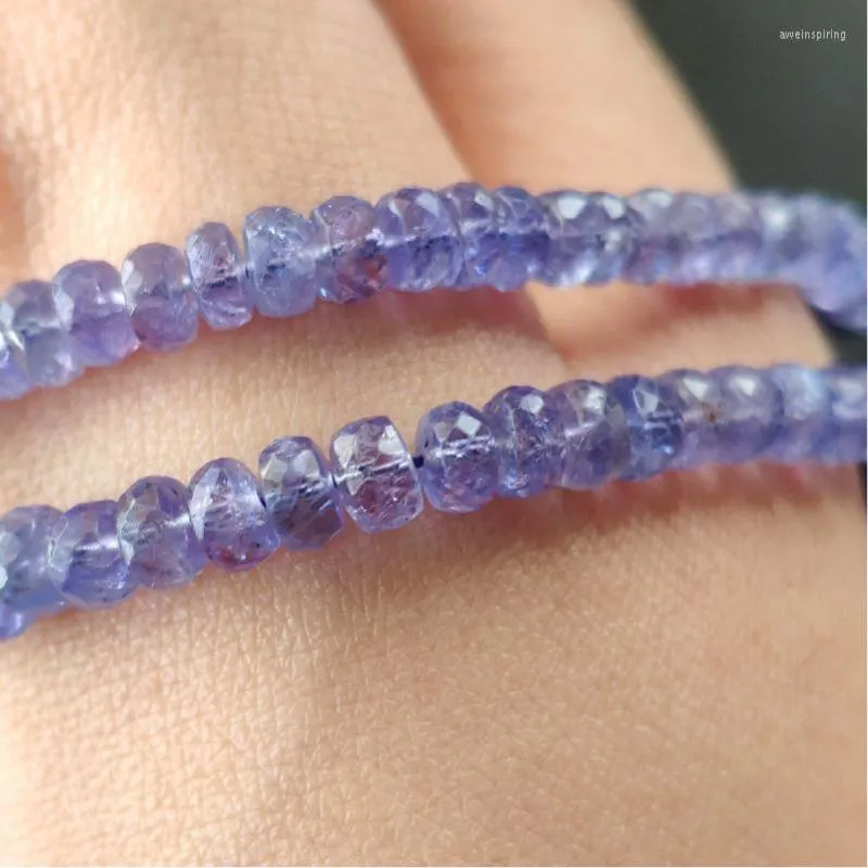 Perles Lâches TANZANITE BLEU Rondelle À Facettes 3-4mm En Gros Pour Bijoux DIY Collier 40cm