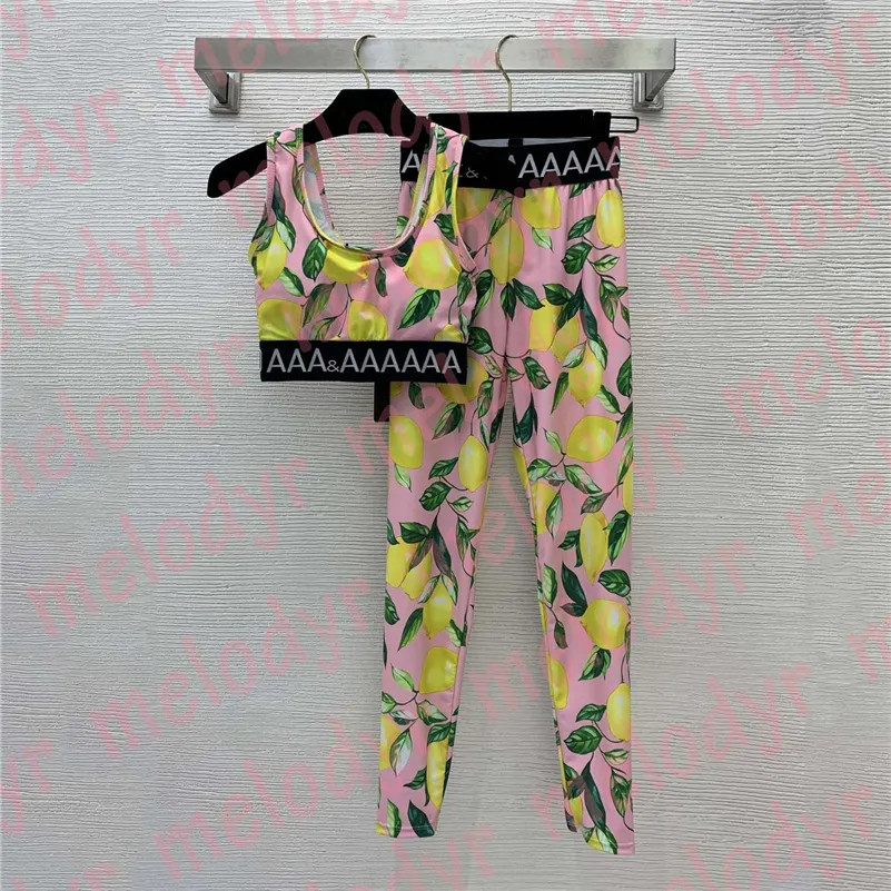 Vrouwen Yoga Outfit Sport Vest Leggings Set Trainingspakken Mode Print Fitness Kleding Brief Webbings Sportkleding