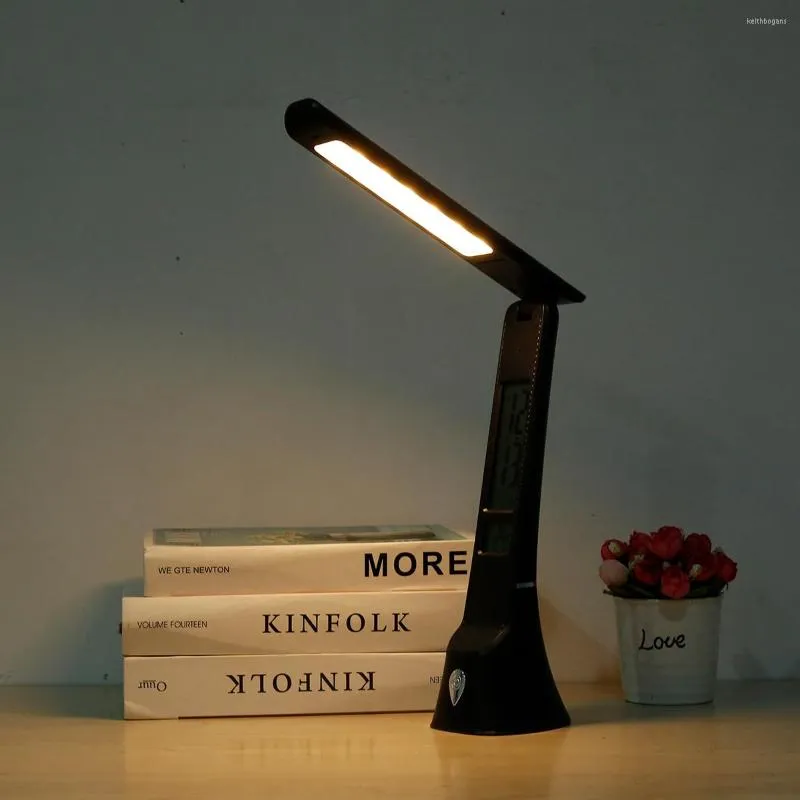 Lampes de table LED LEMPUR LAMPE USB TOUCHE DIMMable pliable avec la température calendaire Lumière de nuit pour la lecture de l'étude