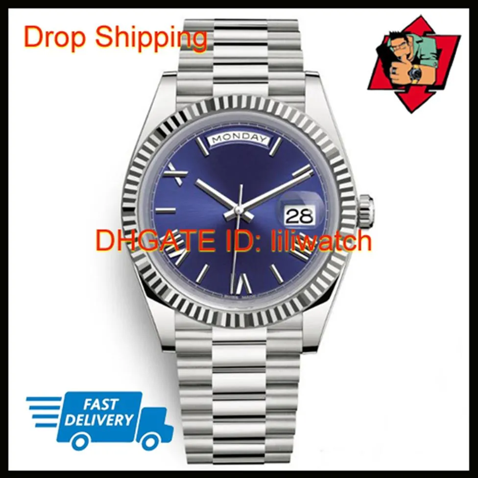 Daydate Casual Mens Watch President Automatic Watches Men Silver Riem Blue Dial horloges Men Swiss Designer Watches Day Date 40mm 316H