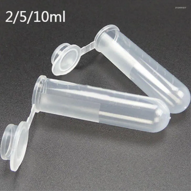 Bouteilles de stockage 2/5/10 ML avec tube à essai de centrifugeuse à échelle en plastique transparent contenant d'échantillon vide à fond rond-25/50 pièces